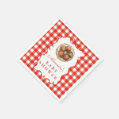 Red Gingham Meatball Baby Shower Serviette (Ecke)