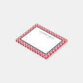 Red Gingham mit Blue Border Post-it Klebezettel (angewinkelt)