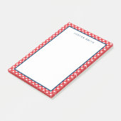 Red Gingham mit Blue Border Post-it Klebezettel (angewinkelt)