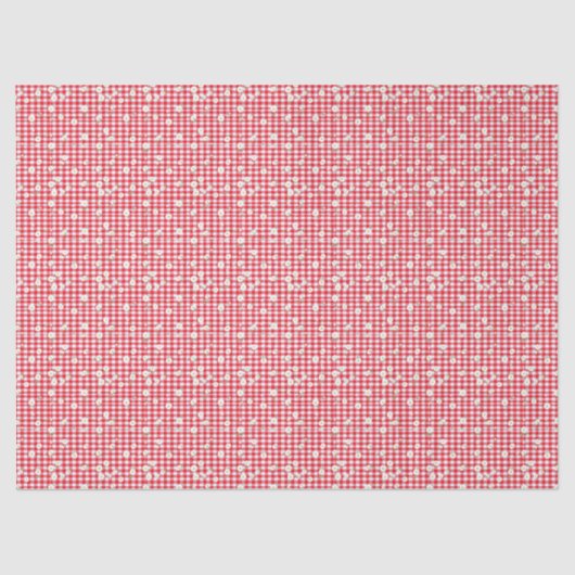 Red Gingham mit Little White Daisies Seidenpapier (Vorderseite)