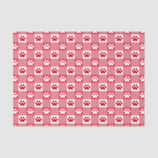 Red Gingham mit Paw Prints Seidenpapier (Vorderseite)