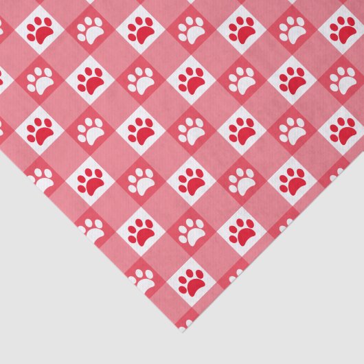 Red Gingham mit Paw Prints Seidenpapier (Ausschnitt)