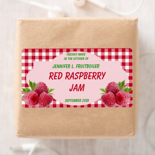 Red Gingham mit Raspberries Jam oder Food (Insitu)