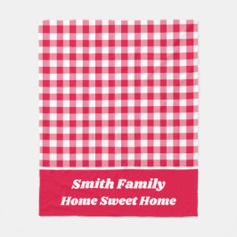 Red Gingham mit rotem Namen Border Fleecedecke