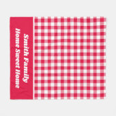 Red Gingham mit rotem Namen Border Fleecedecke (Vorderseite (Horizontal))