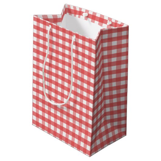 Red Gingham Mittlere Geschenktüte (Rückseite Schrägansicht)
