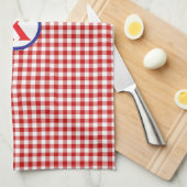 Red Gingham Monogram Geschirrtuch (Viertel Falte)