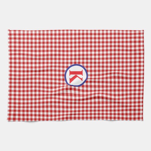 Red Gingham Monogram Geschirrtuch (Horizontal)