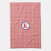 Red Gingham Monogram Geschirrtuch (Vertikal)