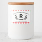 Red Gingham Monogram Homemade Lebensmitteletikett (Vorderseite)