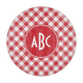 Red Gingham Monogram Schneidebrett (Vorderseite)