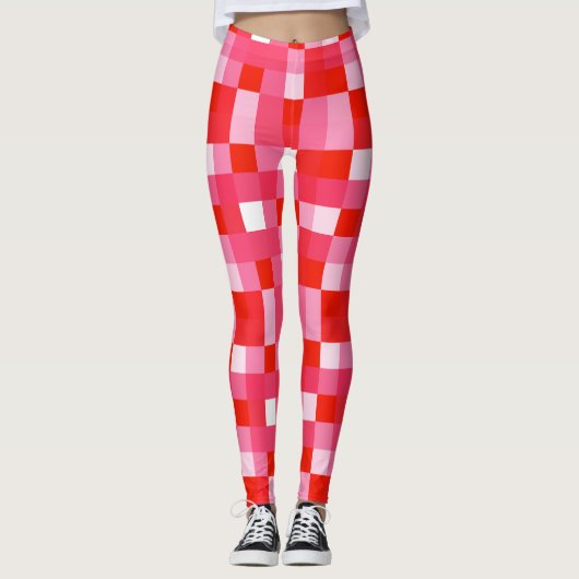 Red Gingham Mosaic Leggings (Vorderseite)