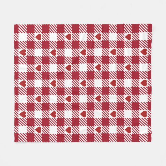 Red Gingham Muster mit Herz Fleecedecke (Vorderseite (Horizontal))