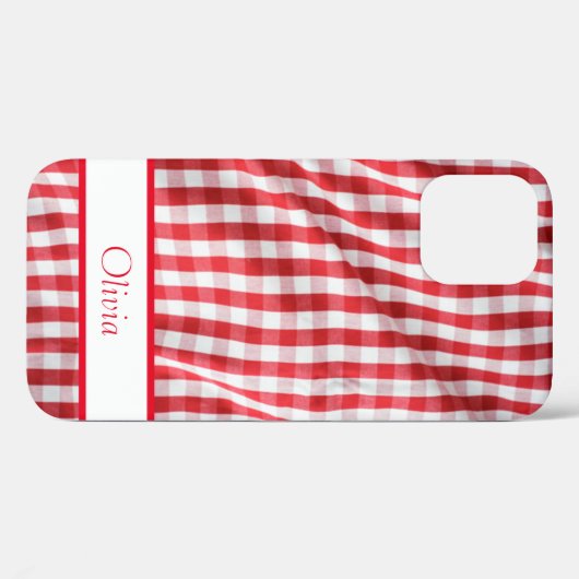 Red Gingham Name Simple Modern Case-Mate iPhone Hülle (Rückseite (Horizontal))