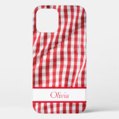 Red Gingham Name Simple Modern Case-Mate iPhone Hülle (Rückseite)