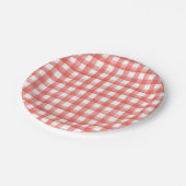 Red Gingham Pappteller (Schrägansicht)