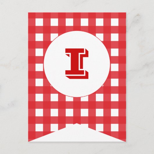 Red Gingham Party Flag Bunting Banner Post Card Postkarte (Vorderseite)