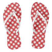 Red Gingham Pattern Flip Flops Badesandalen (Fußbett)