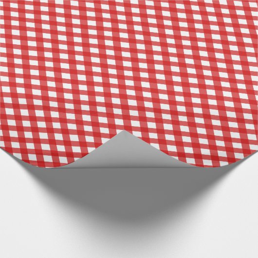 Red Gingham Pattern Glossy Wrapping Paper Geschenkpapier (Ecke)