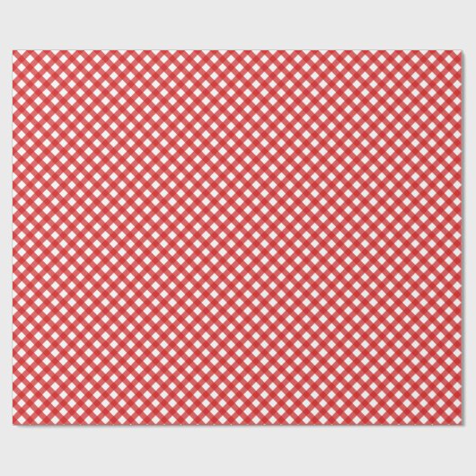Red Gingham Pattern Glossy Wrapping Paper Geschenkpapier (Flach)