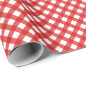 Red Gingham Pattern Glossy Wrapping Paper Geschenkpapier (Rolleneckpunkt)