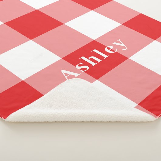 Red Gingham Pattern Monogram Name Sherpadecke (3/4)