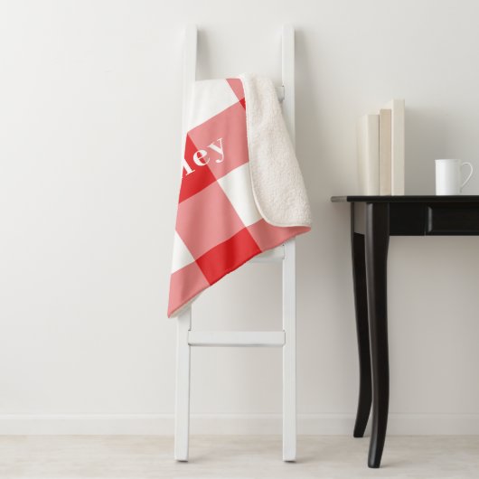 Red Gingham Pattern Monogram Name Sherpadecke (Beispiel)