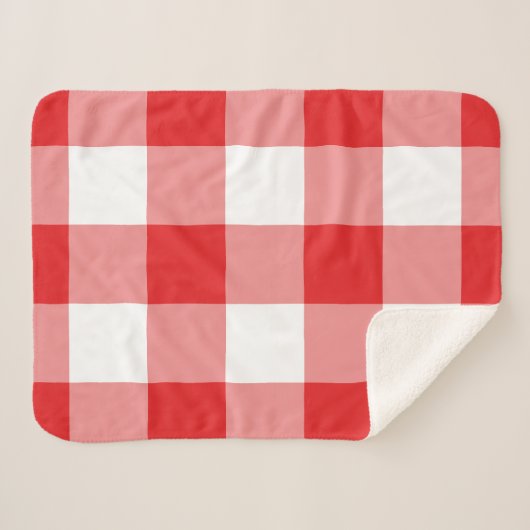 Red Gingham Pattern Sherpadecke (Vorderseite (Horizontal))