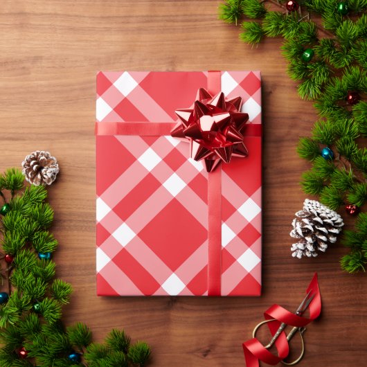 Red Gingham Pattern Weihnachtswrapping Paper Geschenkpapier (Feiertagsgeschenk)