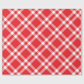 Red Gingham Pattern Weihnachtswrapping Paper Geschenkpapier (Flach)