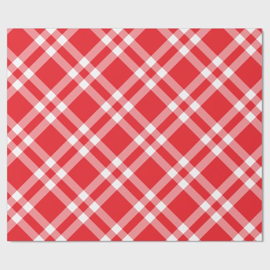 Red Gingham Pattern Weihnachtswrapping Paper Geschenkpapier (Flach)