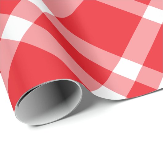 Red Gingham Pattern Weihnachtswrapping Paper Geschenkpapier (Rolleneckpunkt)