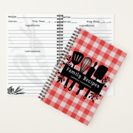 Red Gingham Personalisiert Cookbook Familienrezept Notizblock