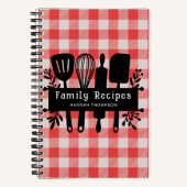 Red Gingham Personalisiert Cookbook Familienrezept Notizblock (Vorderseite)