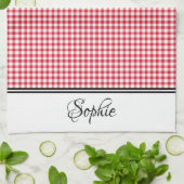 Red Gingham Personalisiert Geschirrtuch (Gefaltet)