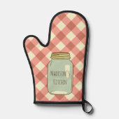 Red Gingham Personalisiert Mason Jar Ofenhandschuh (Vorderseite)