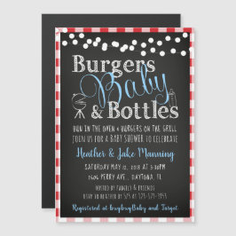 Red Gingham Picnic Babyq GRILLEN Boy Baby Shower Magneteinladung