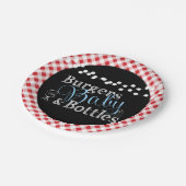 Red Gingham Picnic Babyq GRILLEN Boy Baby Shower Pappteller (Schrägansicht)