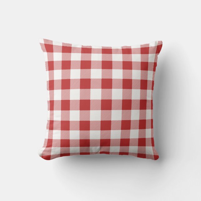 Red Gingham Picnic Throw Pillow - Summer GRILLEN,  Kissen (Vorderseite)