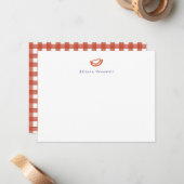 Red Gingham Picnic Watermelon Personal Stationery Mitteilungskarte (Vorderseite/Rückseite Beispiel)