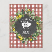 Red Gingham Pig Burlap Floral Birthday Grillen