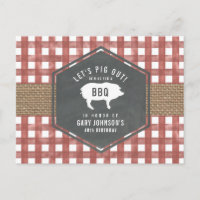 Red Gingham Pig Burlap Grillen