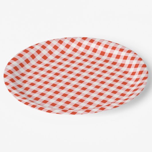 Red Gingham Pizza Italian Baby Shower Pappteller (Schrägansicht)
