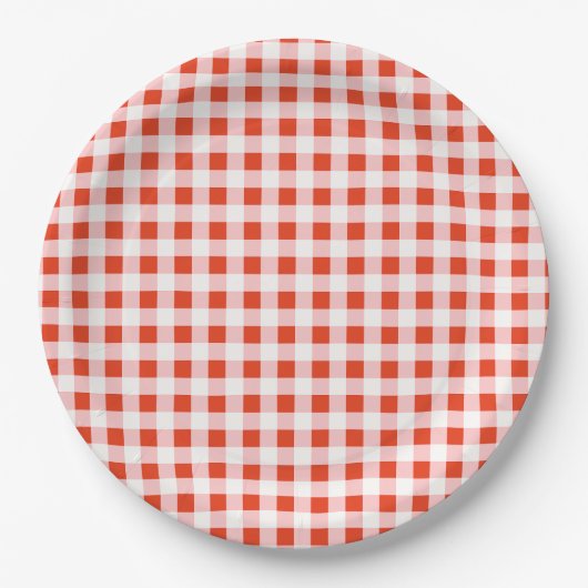 Red Gingham Pizza Italian Baby Shower Pappteller (Vorderseite)