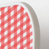 Red Gingham Plaid with White Elephant and Name Pickleball Schläger (Linke Seite)