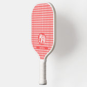 Red Gingham Plaid with White Elephant and Name Pickleball Schläger (Links)