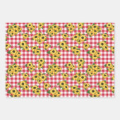 Red Gingham Polka Dots Sonnenblumen Blumenmuster Geschenkpapier Set (Vorderseite 2)