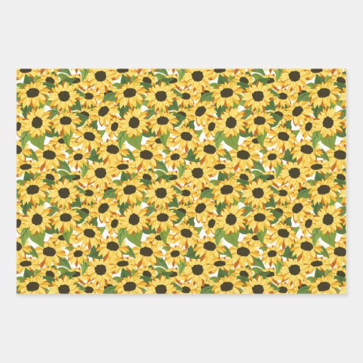 Red Gingham Polka Dots Sonnenblumen Blumenmuster Geschenkpapier Set (Vorderseite)