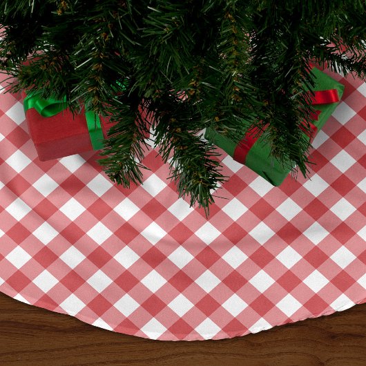 Red Gingham Polyester Weihnachtsbaumdecke