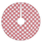 Red Gingham Polyester Weihnachtsbaumdecke (Vorderseite)